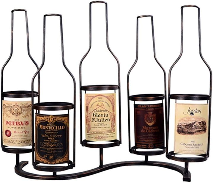 LUNEZY Wine Rack Wall Holder Metal for 5 Bottles | LOFT Wall Shelf Storage Rack Wall-Mounted | Wine Bottle Holder | Cube Wine Cabinet Vintage Industrial Style (Black)