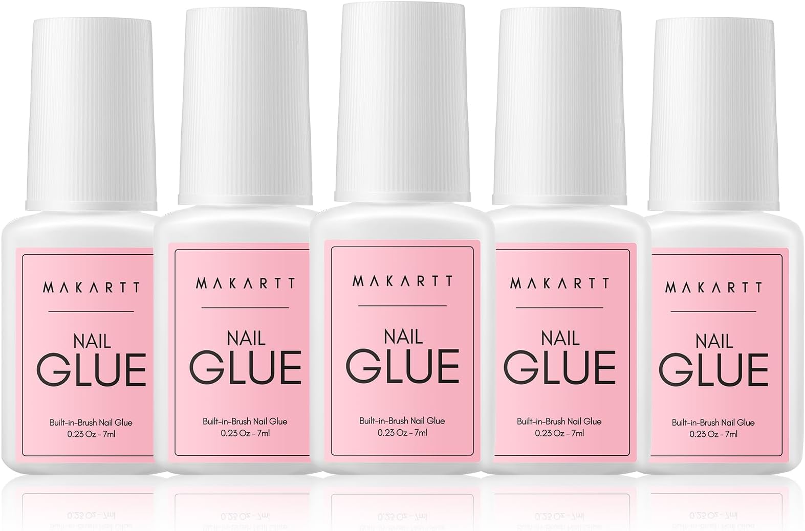 Makartt Super Strong Nail Glue for Press on Nails: Acrylic Nail Tips-Fake Nails-Salon Quality Brush On Nail Glue-Quick Dry Easy Application No Need for Nail Lamp Durable & Long-Lasting 7ML 5Pcs