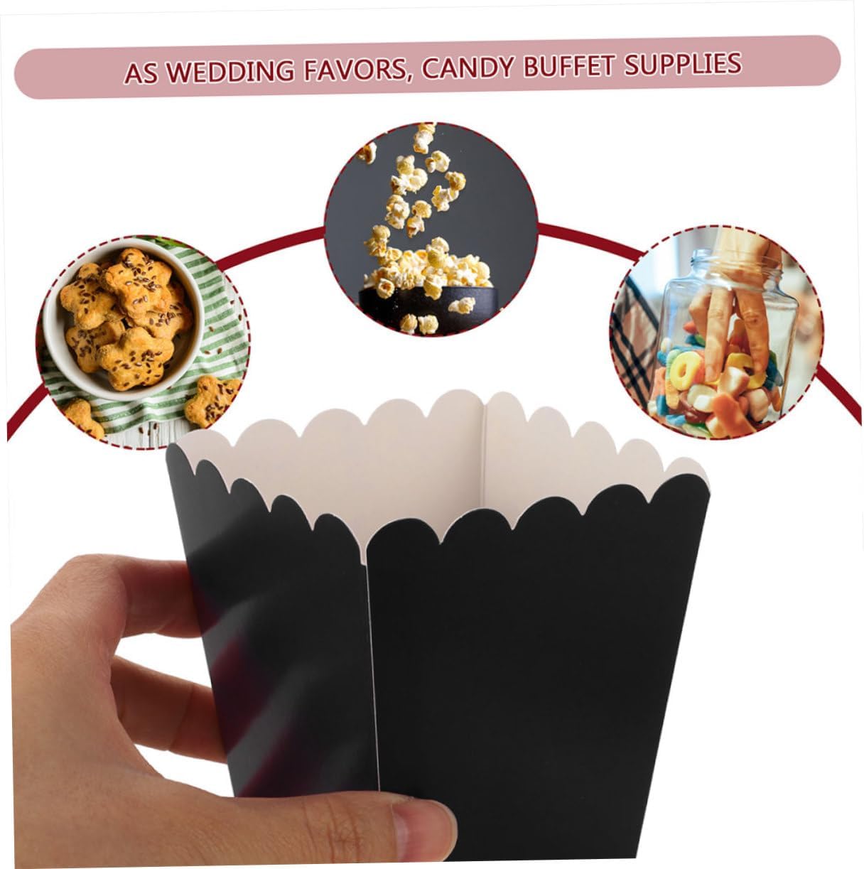 HOOTNEE 100pcs Paper Popcorn Boxes Safe Lightweight Snack Containers for Parties Movie Events Versatile Popcorn Holders for Treats and Snacks