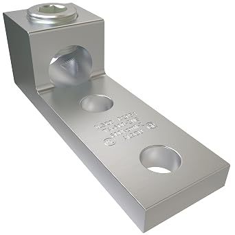 ILSCO TA-600-2NS-EC Aluminum Mechanical Lug, Conductor Range 600-2, 1 Port, 1 Hole, 3/8in Bolt Size, Tin Plated, UL, CSA