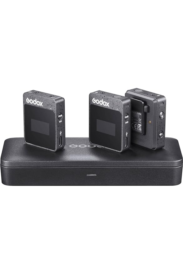 GODOX MoveLink II M2 Wireless Microphone | Compact 2-Person Wireless Microphone System for Cameras & Smartphones YouTube Recording | Black