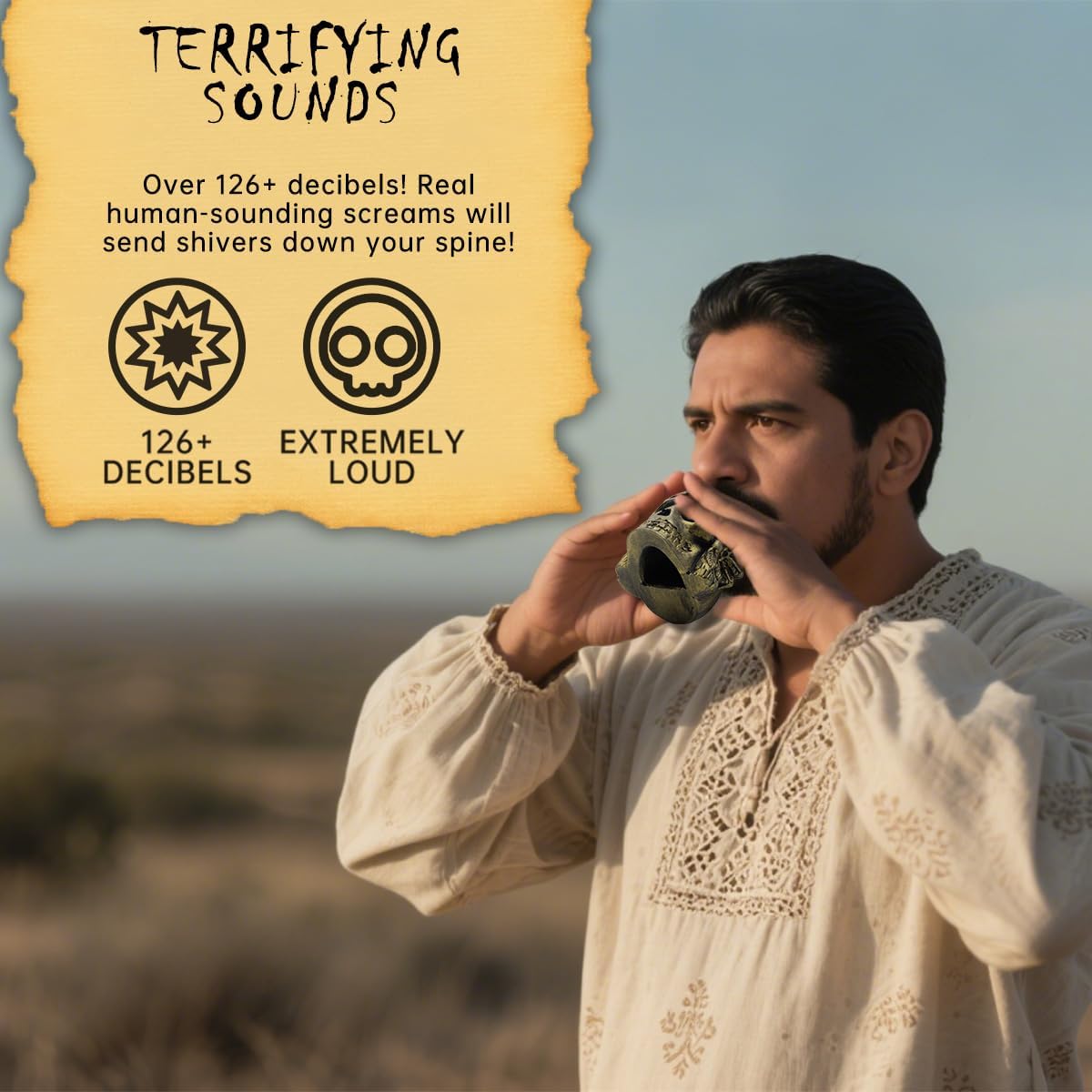Screaming Aztec Death Whistle - War Coppery Retro Design - 126+ Decibels Extremely Loud Human Scream - Screaming Aztec War Whistle - Halloween Decorations Gifts - Image 2