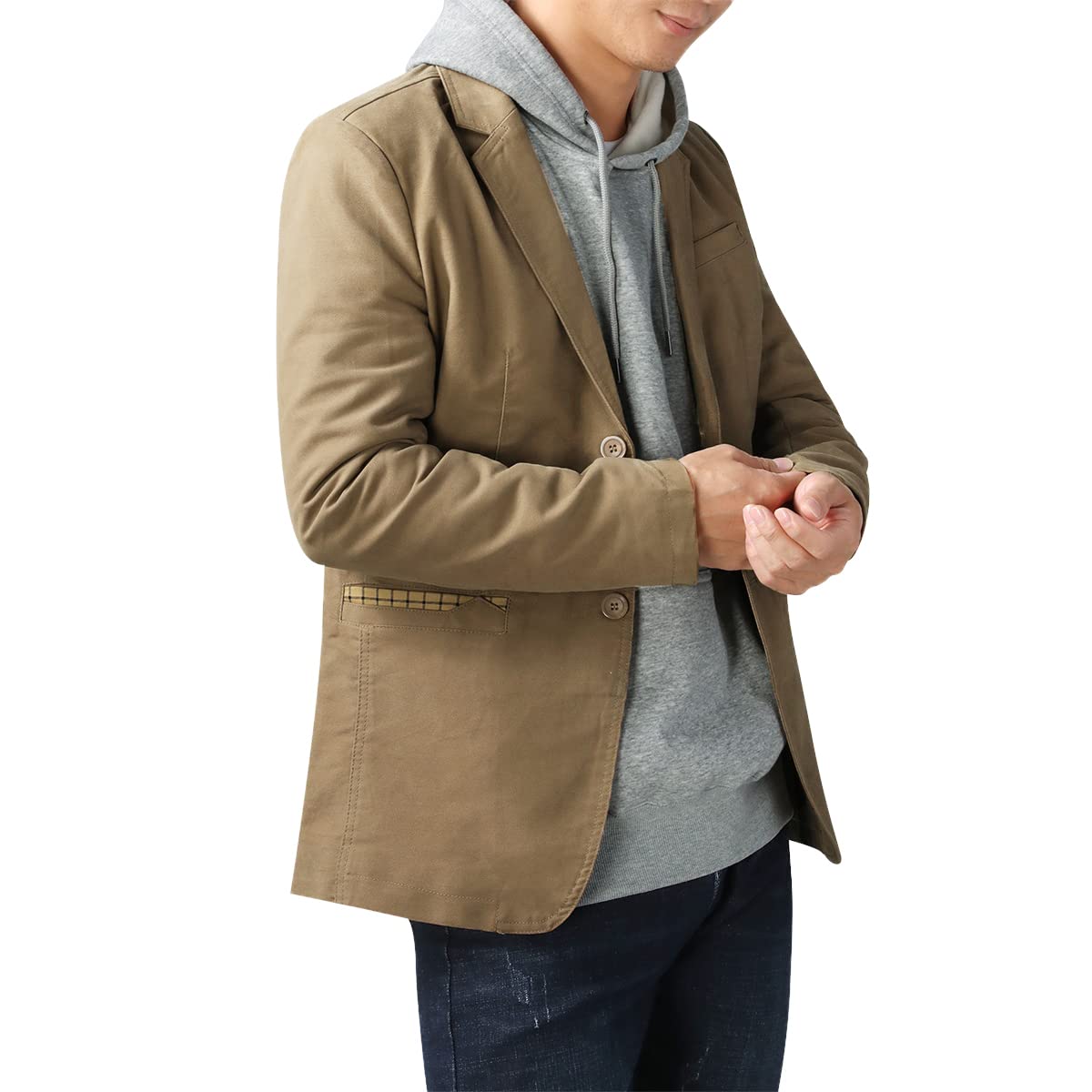 Allthemen Blouson Homme en Coton Slim Fit Blazer Veston Casual Jacket Deux Boutons