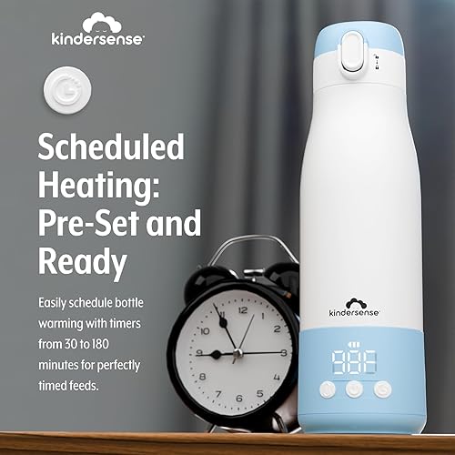 Miniatura 8 de KinderSense Calentador de botellas portátil para viajes, 12 onzas líquidas, gran capacidad, 55 W de potencia, leche materna, agua, fórmula para