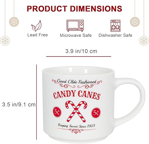 Miniatura 3 de QIKSION Juego de 6 tazas de Navidad, tazas de café de cerámica de cacao caliente de 16 onzas, tazas apilables de chocolate navideño como regalo de