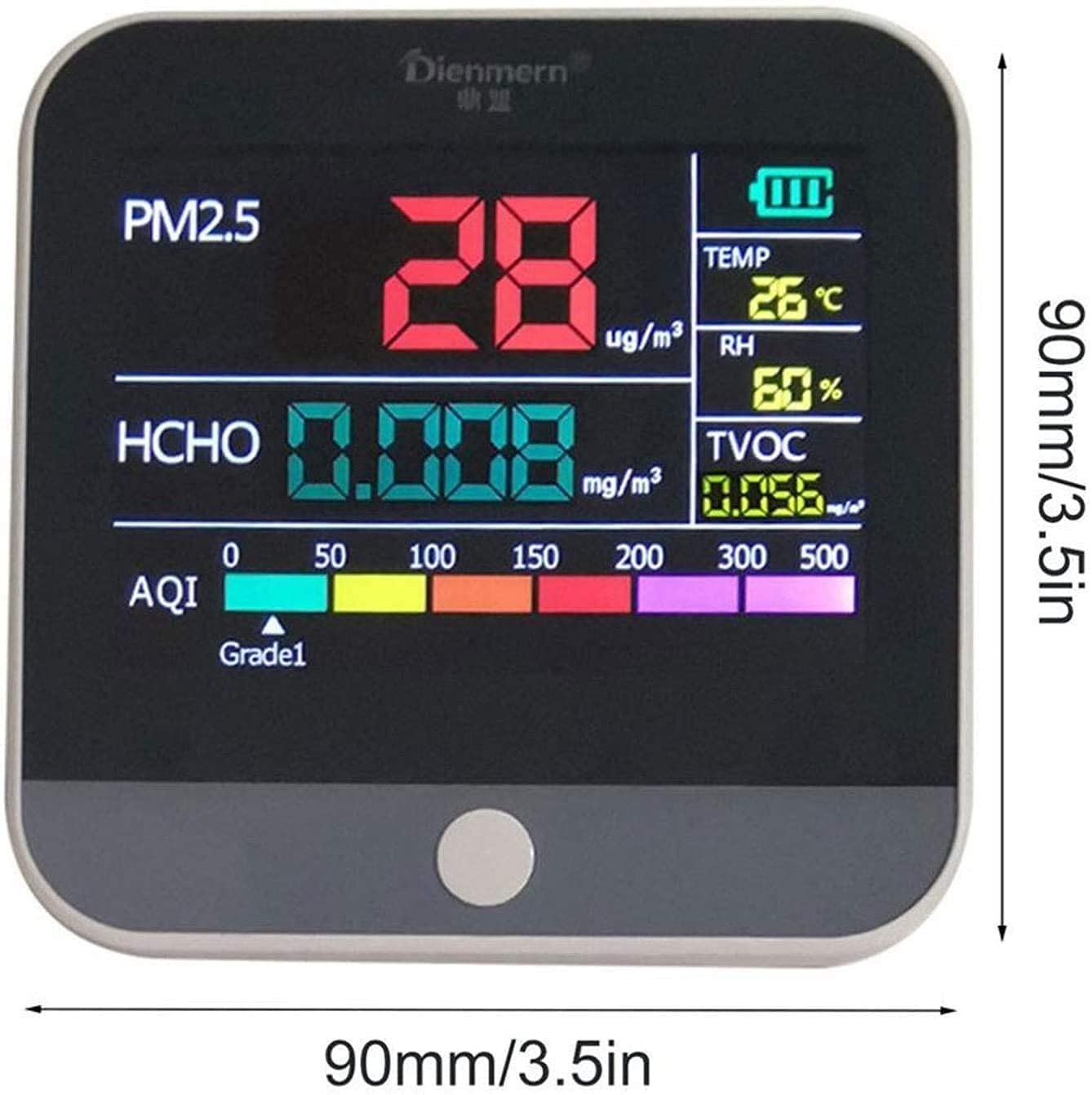 JJJ Preciso Sensor de Detector de Monitor de Calidad de Aire Interior - analizador de Gas PM2.5 Formaldehído (HCHO) Detector de probador TVOC Duración Duradera Durable