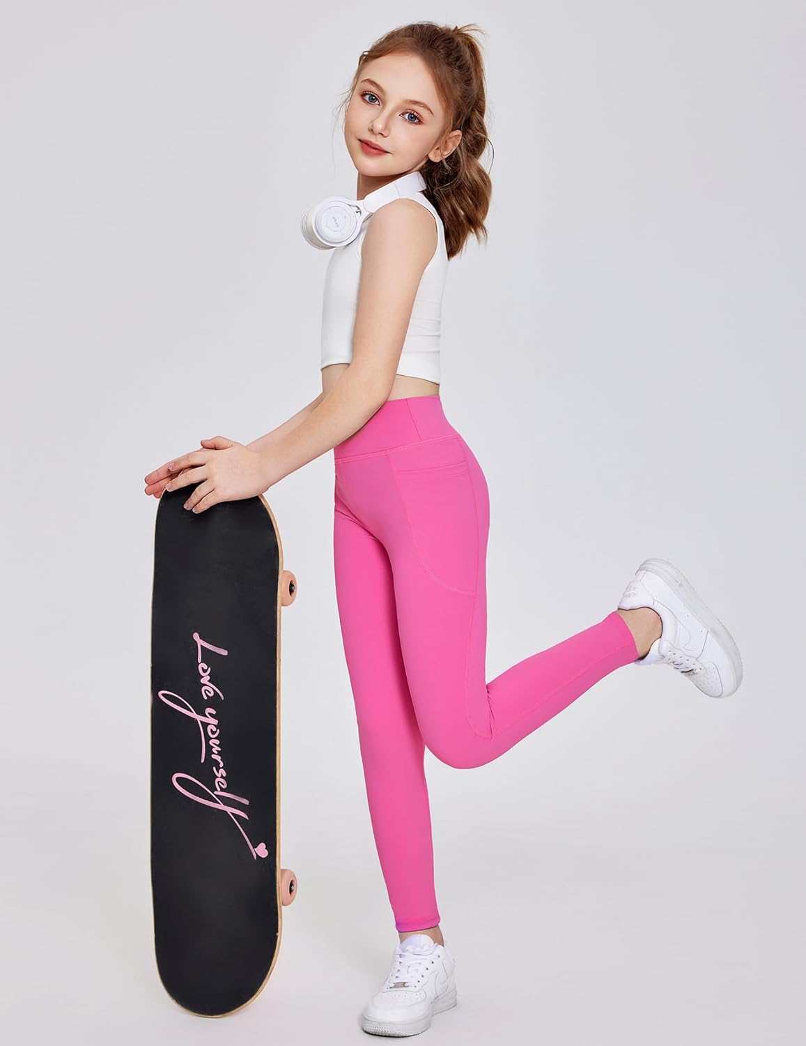 Arshiner Girls Athletic Leggings High Waist Yoga Pants for Kids with Pockets Dance Running Workout Tights - Image 7