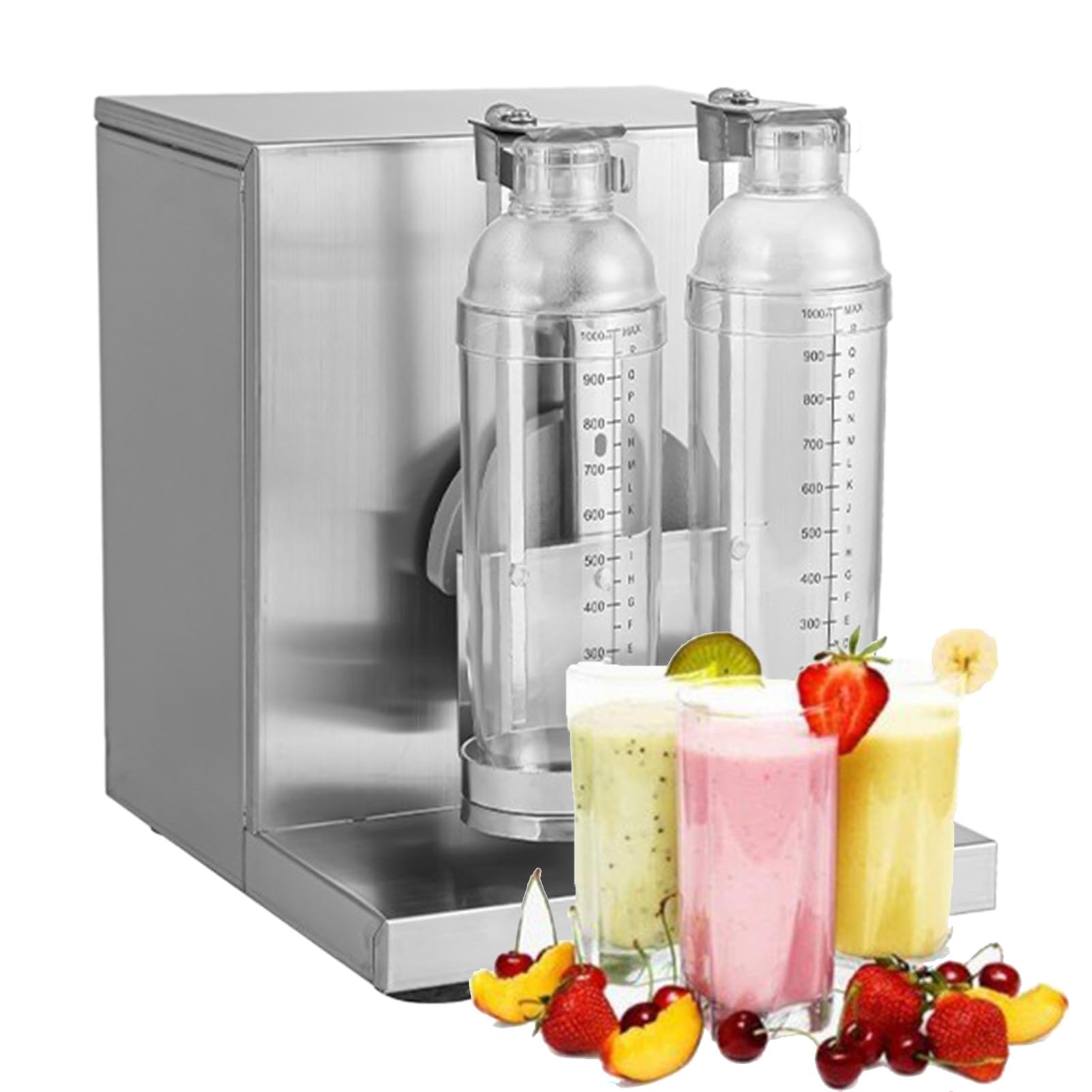 Shaker Électrique pour Thé au Lait, Shaker à Double Tasse, en Acier Inoxydable, deux Tasses de 700 Ml pour Thé aux Perles, Boba et Thé au Lait