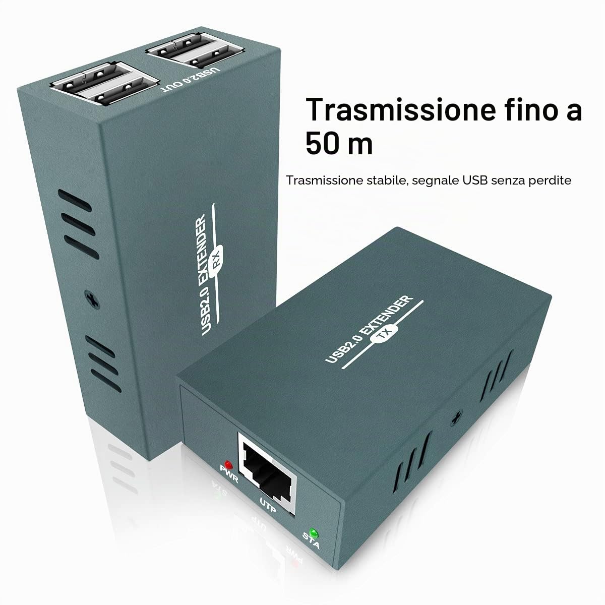 GREATHTEK USB 2.0 Extender Ethernet USB over RJ45 Cat 5e/6/7 fino a 50m | Supporto Windows/macOS/Linux, Plug & Play, Ideale per Ufficio, Controllo Industriale, Fabbrica e Sistemi di Gestione
