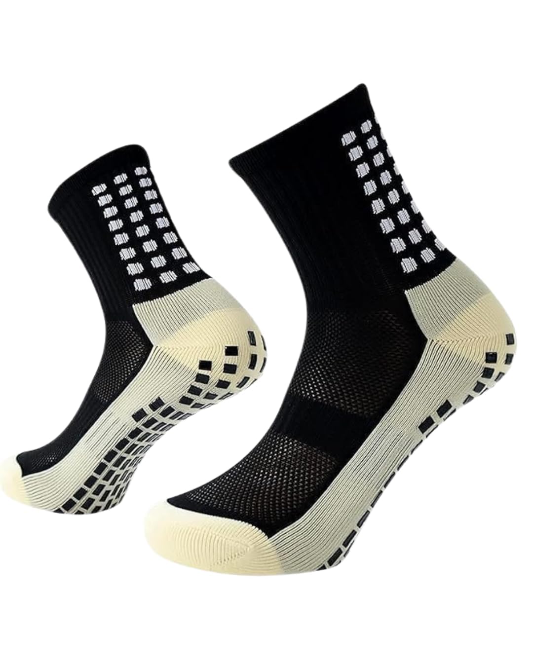 Performance Athletic grip Socks for Men & Women | Crew Length, Anti-Slip Rubber Grip socks for footballers, Thick Cushion Sports Socks for Running, Gym, Training (BLACK)-image-44