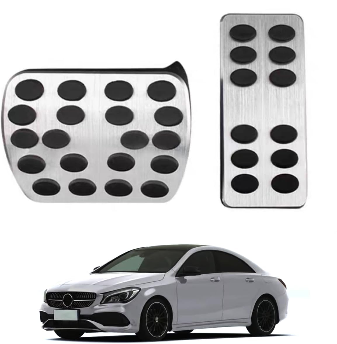 Car Pedal Covers for Mercedes-Benz CLA-Class 2014 2015 2016 2017 2018 2019, Auto Aluminum Gas Pedal Covers Accessories Replacement, Non-Slip Accelerator Brake Foot Rest Pedals(Set of 2)