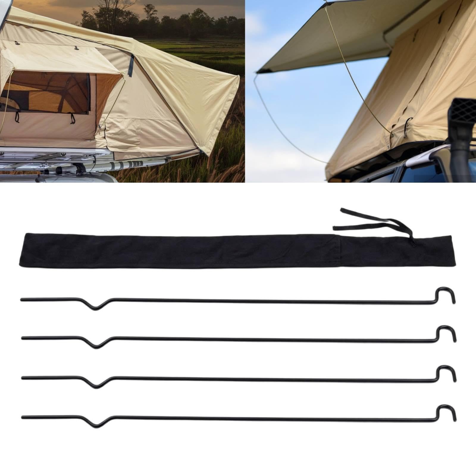 4 Teiliges Ersatz Dachzelt Fensterstützstangen Set Aus Metall für Markisen Und Dachzelte, Campingzubehör, Länge 105cm