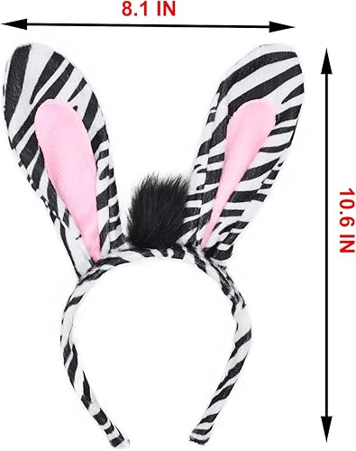 Miniatura 27 de HODRME - Diadema de orejas y cuernos de animales de felpa, para Halloween, Navidad, festival, fiesta temática de animales, cosplay, o disfraz