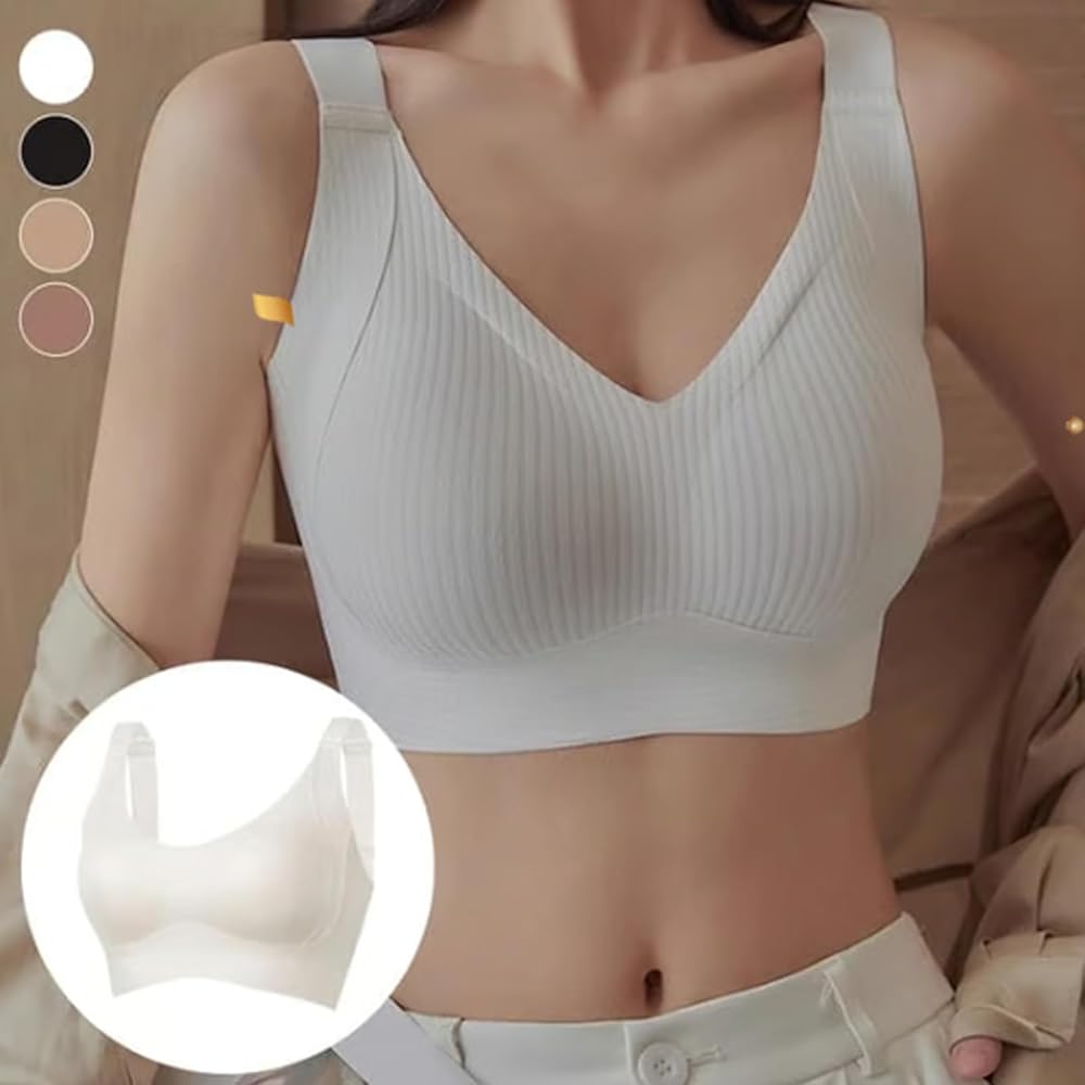 HIDEZHI Superioir Bra, Women's Ribbed Push Up Adjustable Wireless