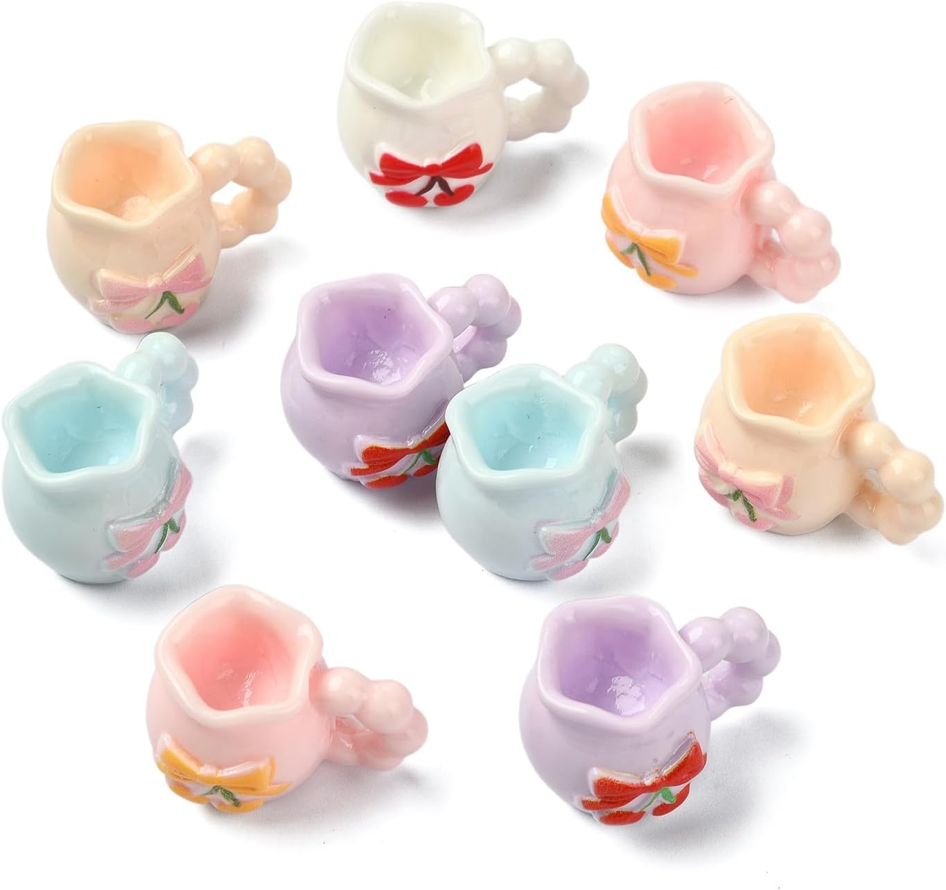 Stiesy 30 Pcs Resin Cherry Blossom Vase Miniature Mini Floral Figurines Decor for Home Office Desk Shelf Display Accessories