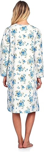 Miniatura 4 de Casual Nights Camisón de franela para mujer, con estampado floral y de manga larga