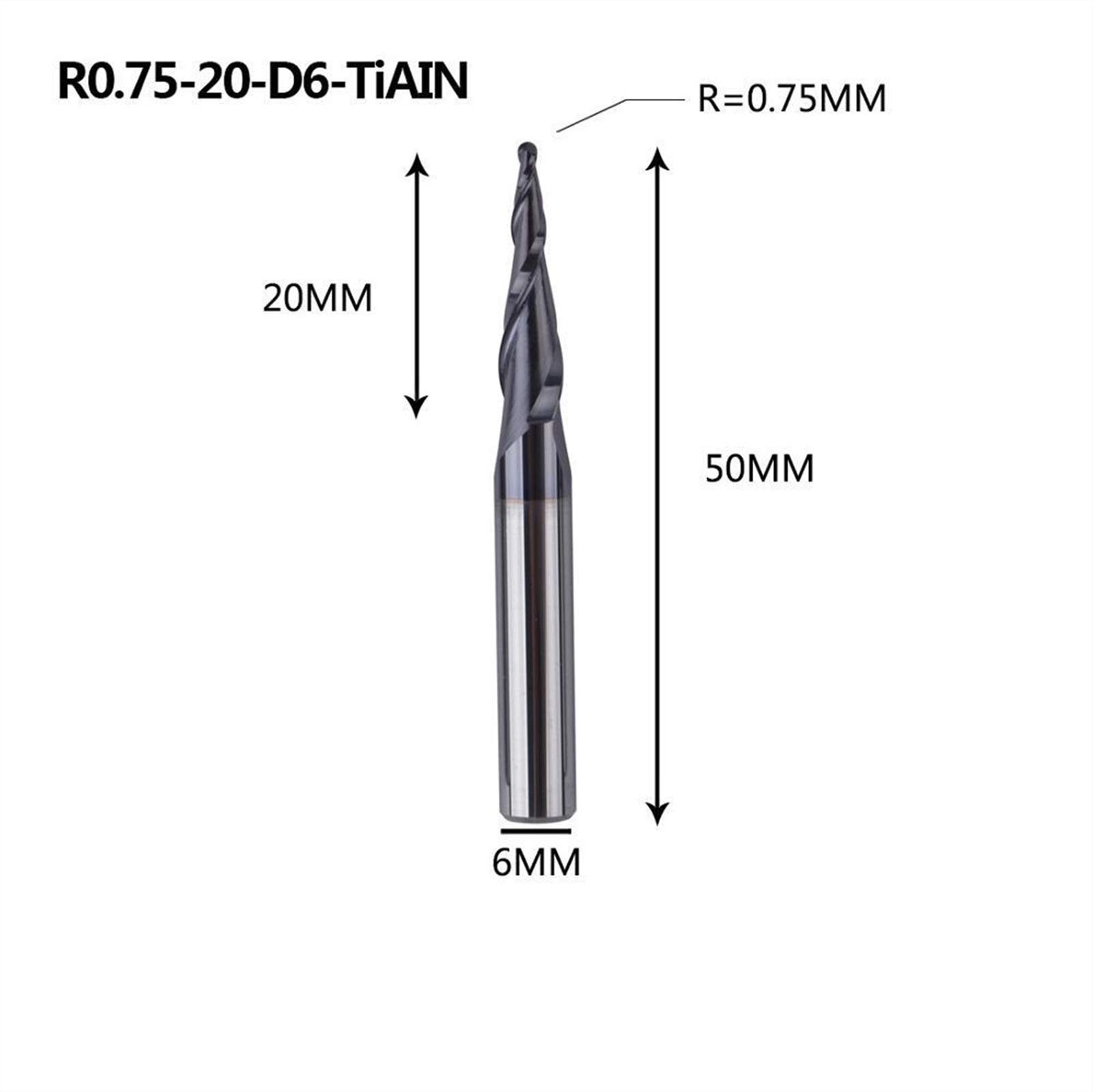 Zkenyao-Router bit Tungsteno carburo sólido 4 mm 6 mm de 8 mm de Bola de la Nariz sin cónicos Molinos de enrutador bits CNC Taper Wood Metal Fresing Cutter, Utilice Seguridad confiable