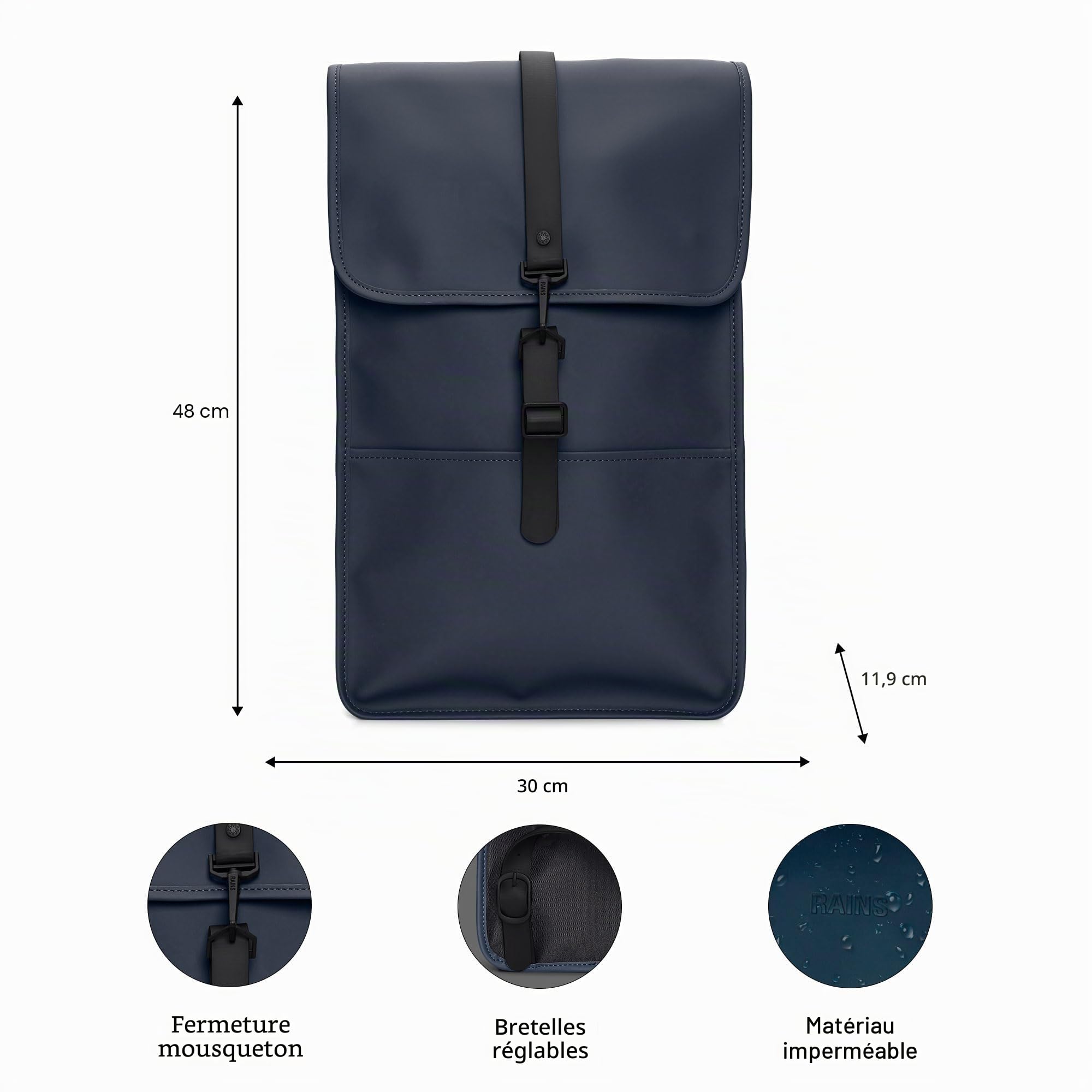 RAINS Mixte Sac à dos, Composé, 47 Bleu Marine, Taille unique
