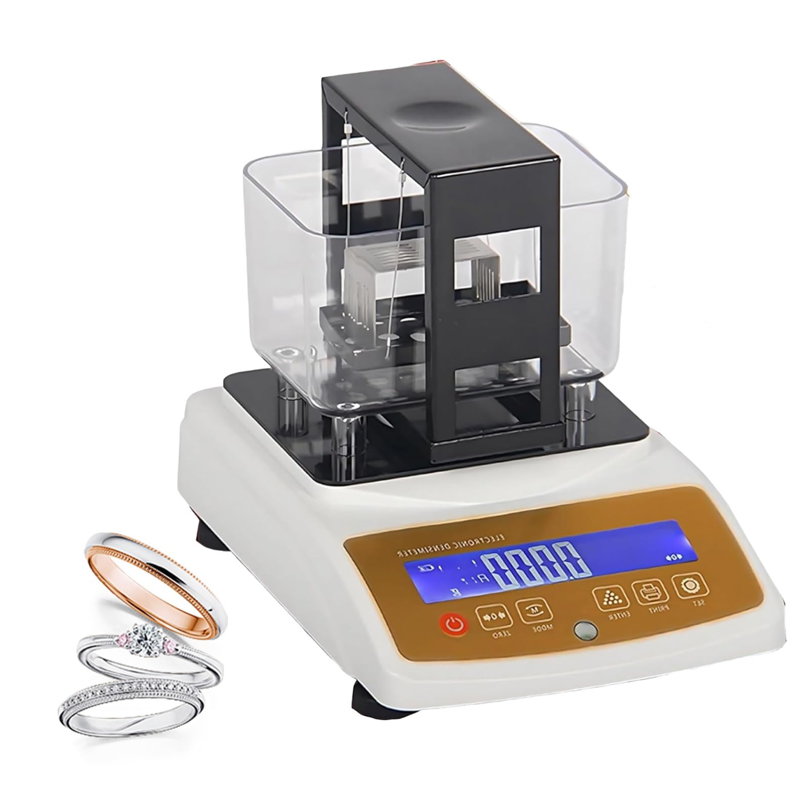 Goldanalysegerät Goldprüfmaschine, Dichteauflösung 0.0001 g/cm³, Präzision 0,001 g Für Edelmetallprüfung Und Schmuck Analysegerät Für Gold Silber Platin Palladium(Shop-120g)