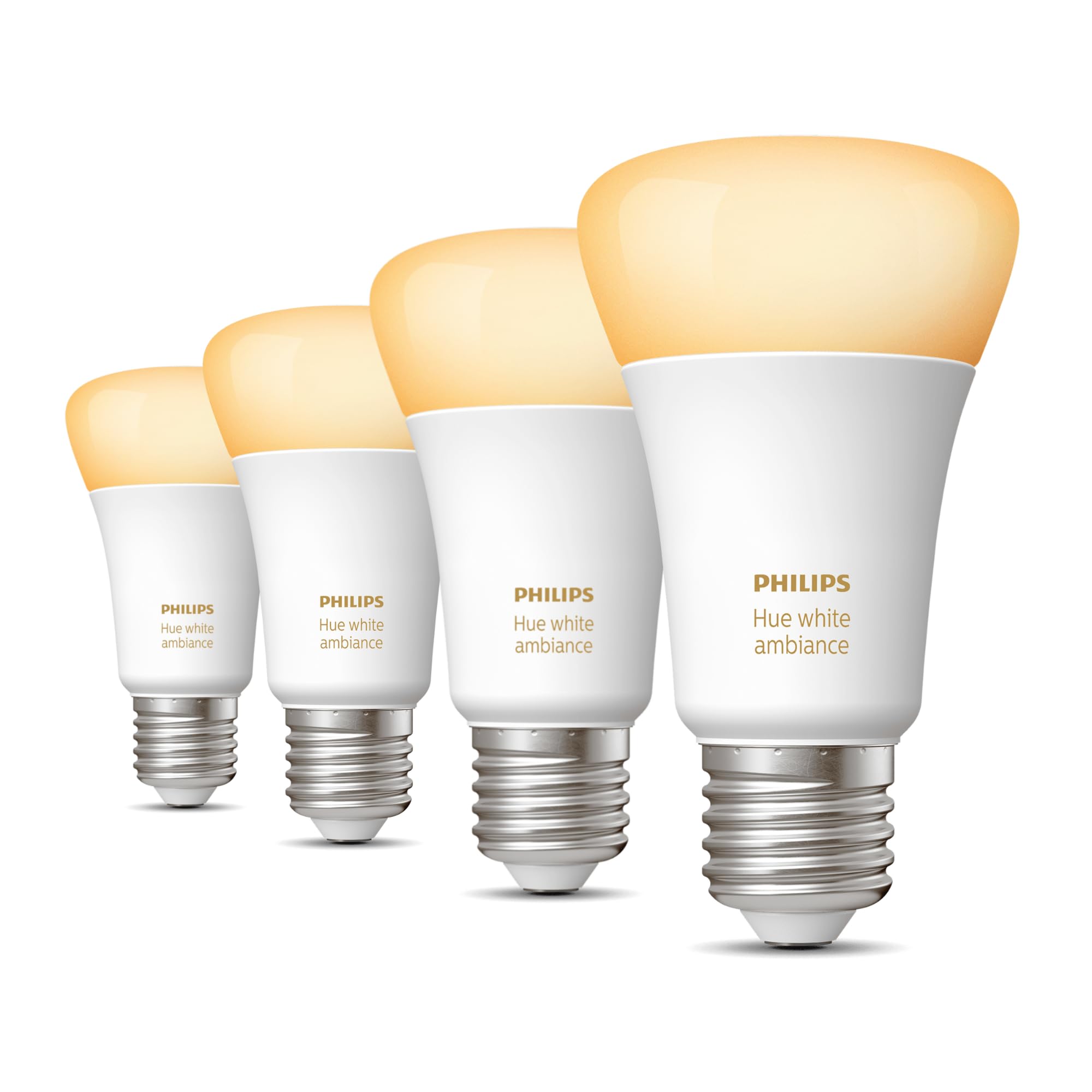 Philips Hue Value Pack - E27 - with 4 Standard Bulbs - Warm to Cool White Light - Hue White Ambiance