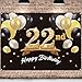 PAKBOOM Happy 22nd Birthday Banner Backdrop - 22 Birthday Party Decorations Supplies for Men Him - Black Gold 4 x 6ft