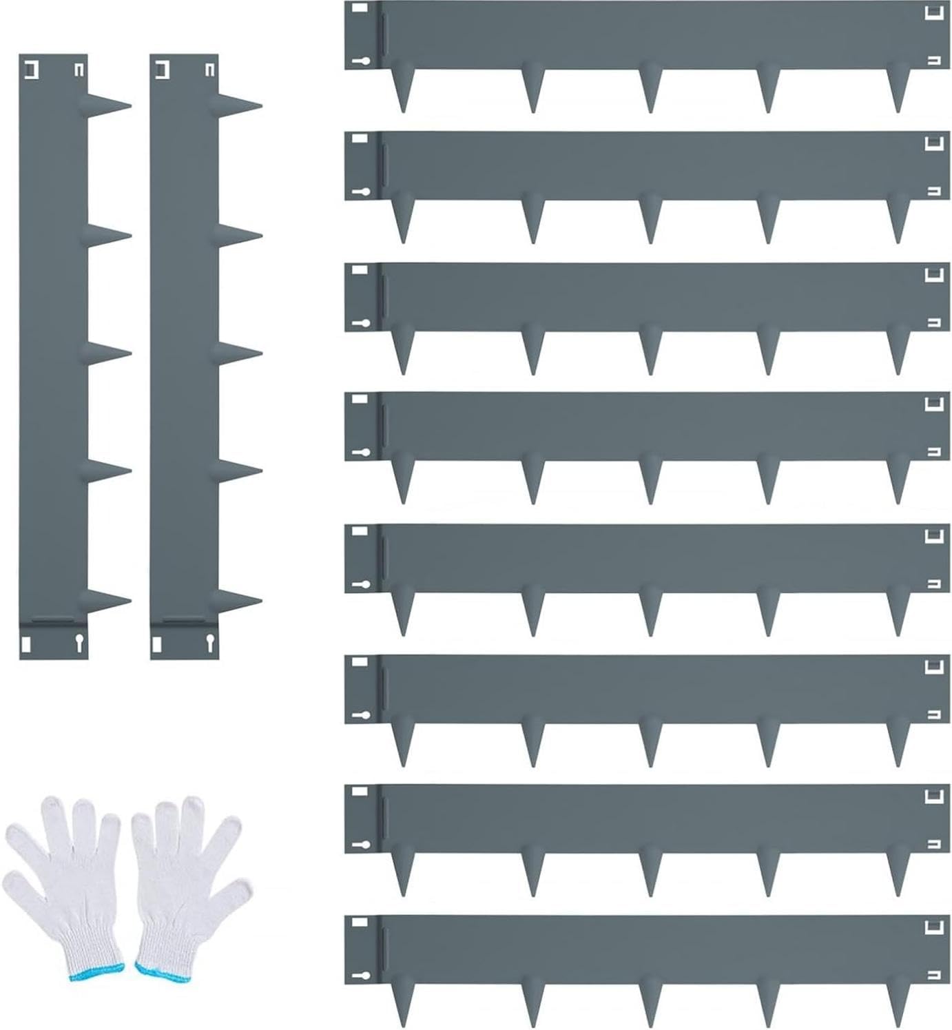 Galvanized Steel Landscape Edging 10 Pack, Hammer-in Metal Lawn Edging Border with Stakes, Flexible No-Dig Garden Edging for Flower Beds, Yard Borders, Pathways & Landscaping Design
