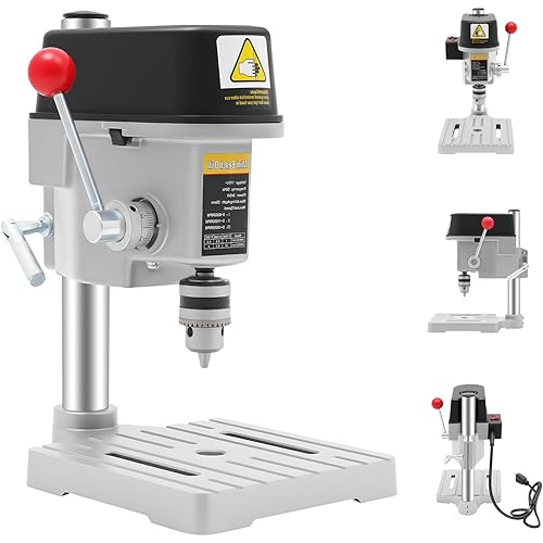 Upgrade Mini Benchtop Drill Press, 110V 340W Portable Electric Mini Bench Drill Press Metal Wooden DIY Jewelry Making Crafts Tool w/ 3-Level Speed Adjustment for DIY