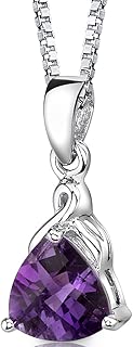Amethyst Pendant Necklace Sterling Silver Trillion Cut 1.50 Carats - coolthings.us
