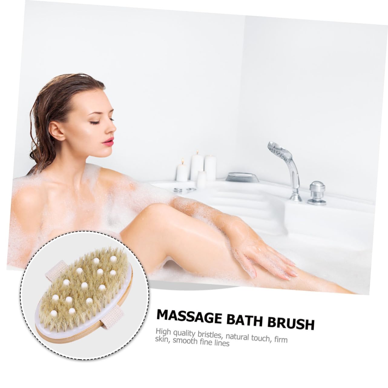 Beatifufu Bristle Bath Brush with Rubber Head Multi-Purpose Massage Scrubber for Shower Deep Cleansing Exfoliating Tool Soft Material for Smooth