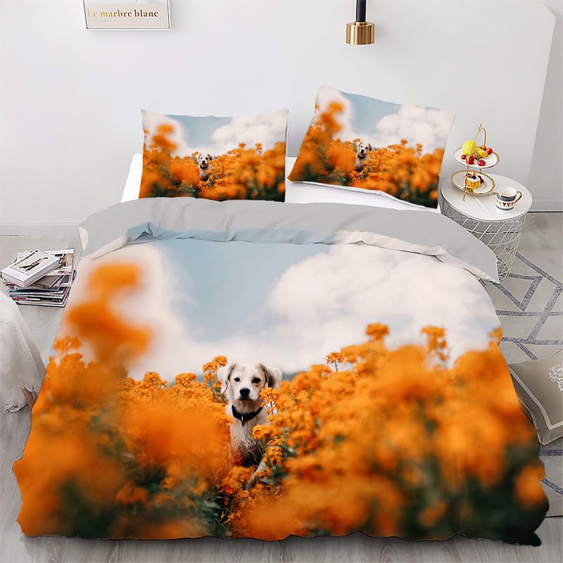 Housse de couette 90x190 microfibre lavable sans repassage parure enfant orange