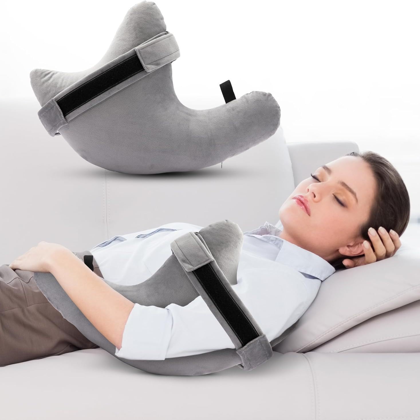 Manguito rotador post-operatorio, cojín de soporte para el hombro, cojín ergonómico para el brazo para quienes duermen de lado, almohada para dolor de cuello y hombros, funda lavable de