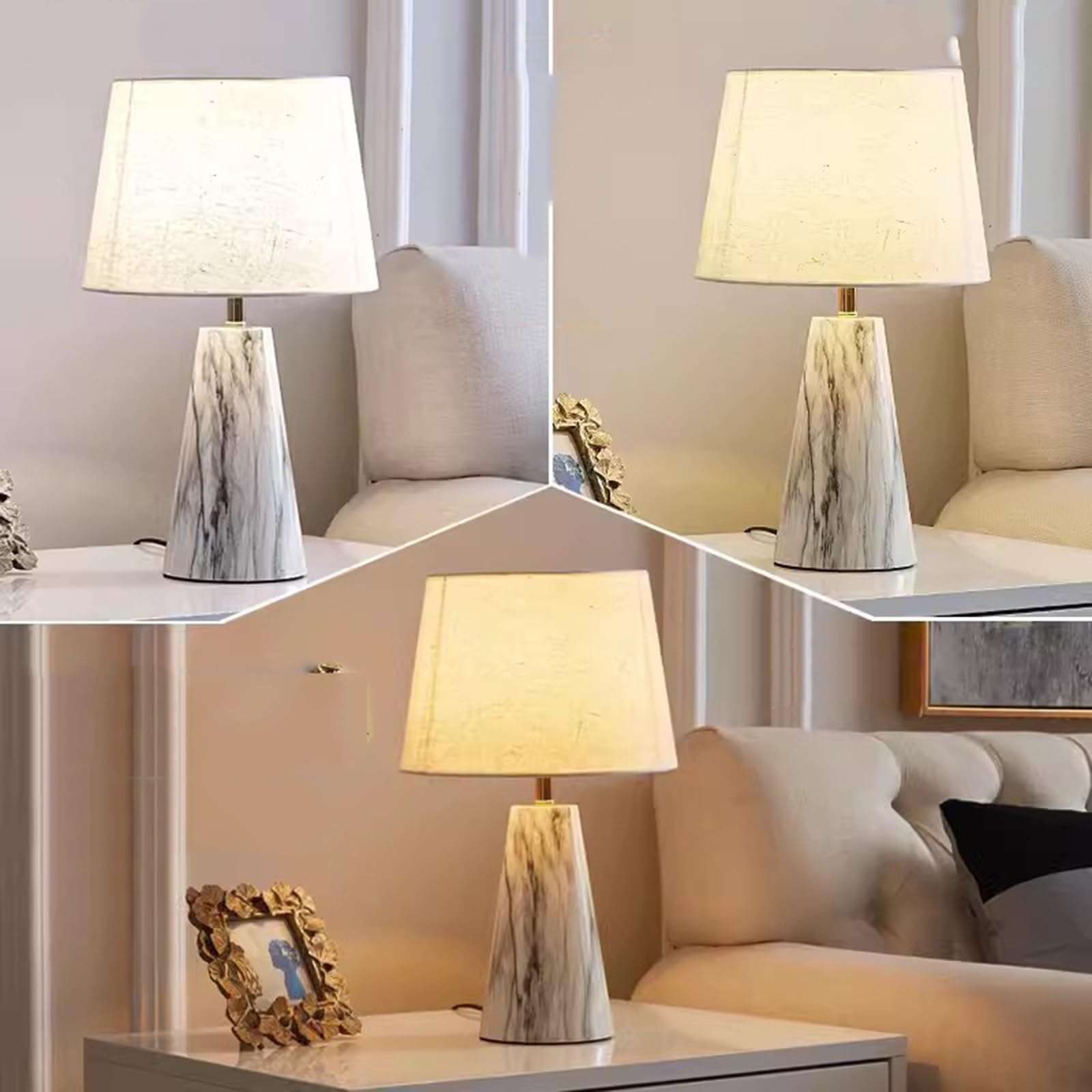 Lámparas de noche Lámpara de mesa Lámpara de mesa dormitorio lámpara de noche lámpara de noche después de textura simple romántico cálido imitación mármol táctil lámpara de mesa regulable para lámpara