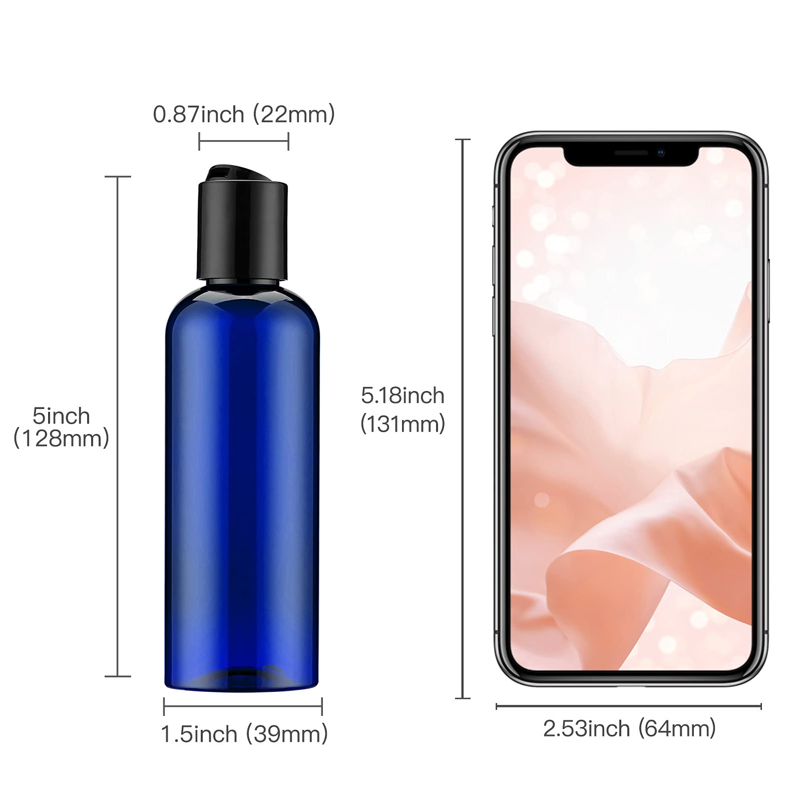 100 ml pusta butelka podróżna, szczelny, pojemnik do wielokrotnego napełniania z etykietą na szampon, balsam, kosmetyki (5 szt., niebieski)