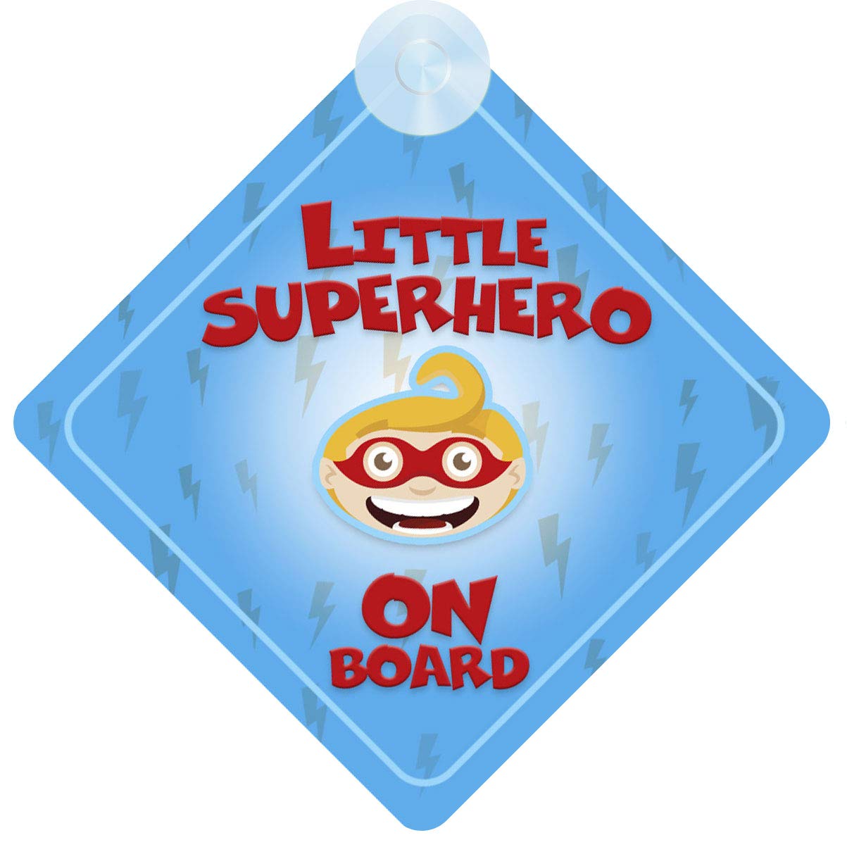 mybabyonboard UK Little Superhero Blue on Board Car Sign for Children/Baby Boys Non Personalised Character Theme