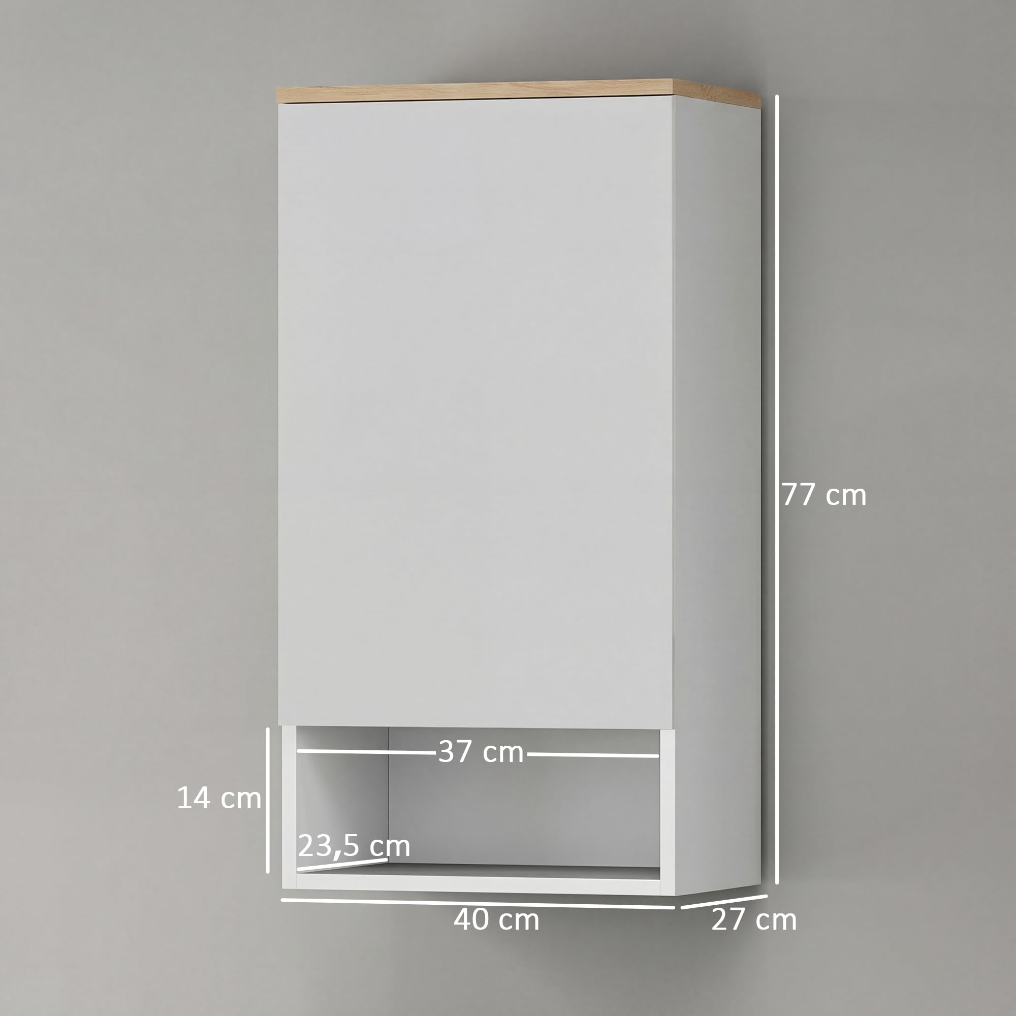 HOMCOM Badezimmerschrank Hängeschrank mit Tür Wandschrank mit verstellbaren Ablagen, Einlegeboden Badschrank 40 x 27 x 77 cm Weiß