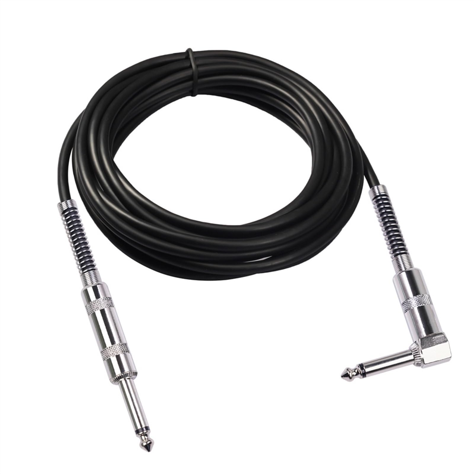 Cavo jack per chitarra elettrica e basso, Cavo for chitarra da 6,35 mm, dritto, a gomito, nichelato, schermato a doppio strato, nero, 1,8-10 m(10)
