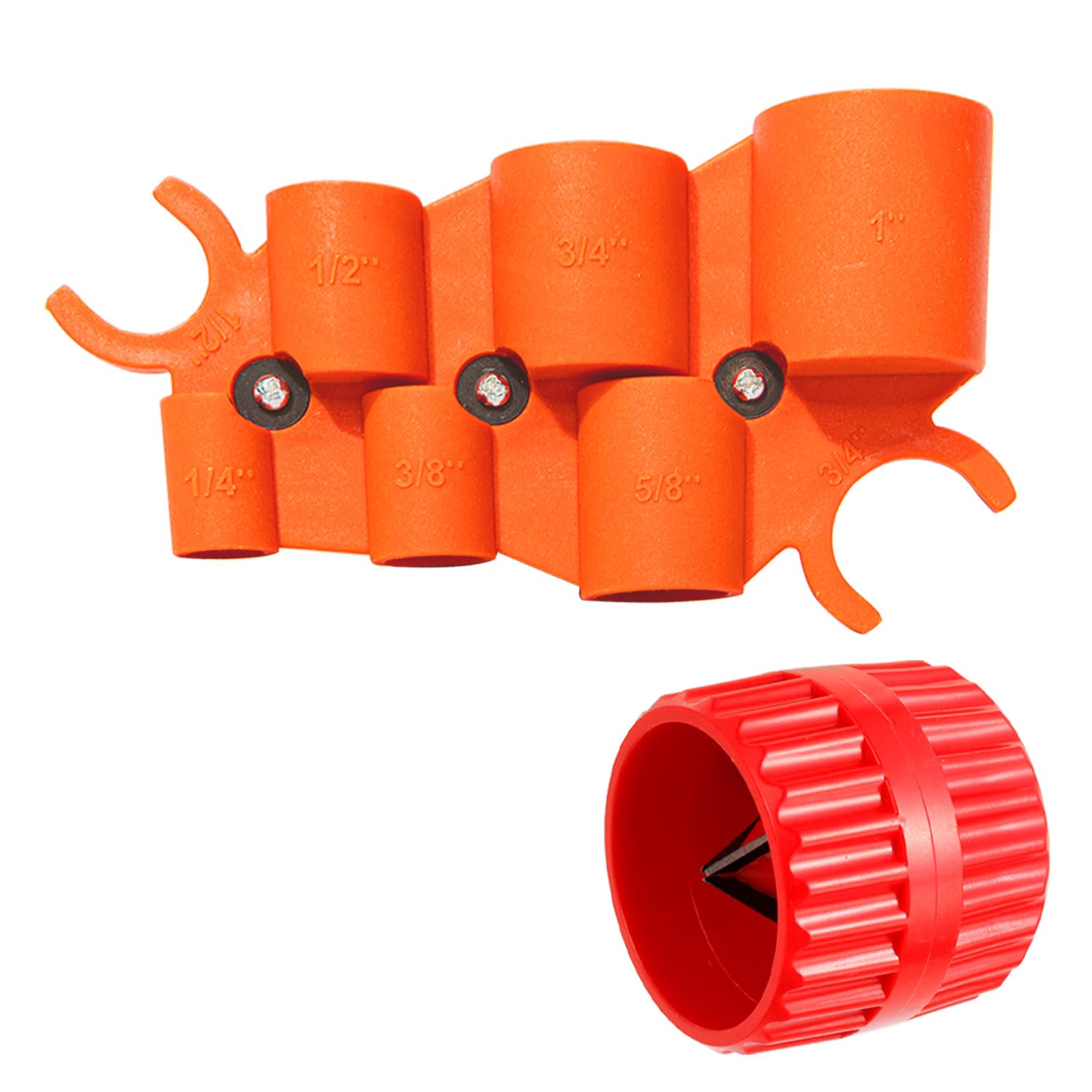 HUAREW 1/4'' - 1'' Depth Gauge and Pipe Deburring Tool Kit, 1/8'' to 1-5/8'' Inner Outer Reamer Pipe Tubing Chamfer Tool for PVC, PPR, CPVC, Brass,