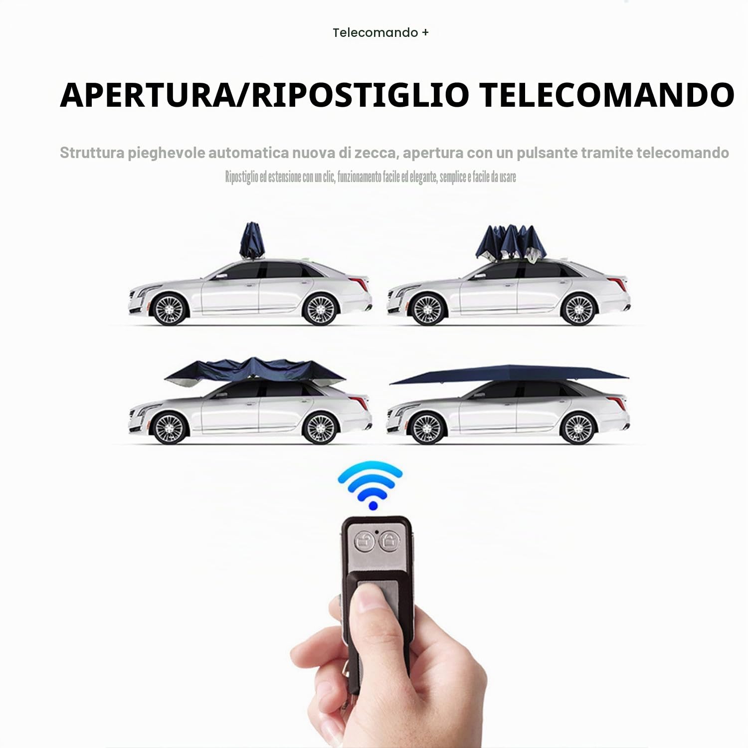 Ombrello per Auto Completamente Automatico, Posto Auto Coperto Mobile Pieghevole, Tenda Da Tetto Auto, Con batteria ricaricabile, Avvio Remoto, Antivento,impermeabile, Antigrandine,Grey5.2m