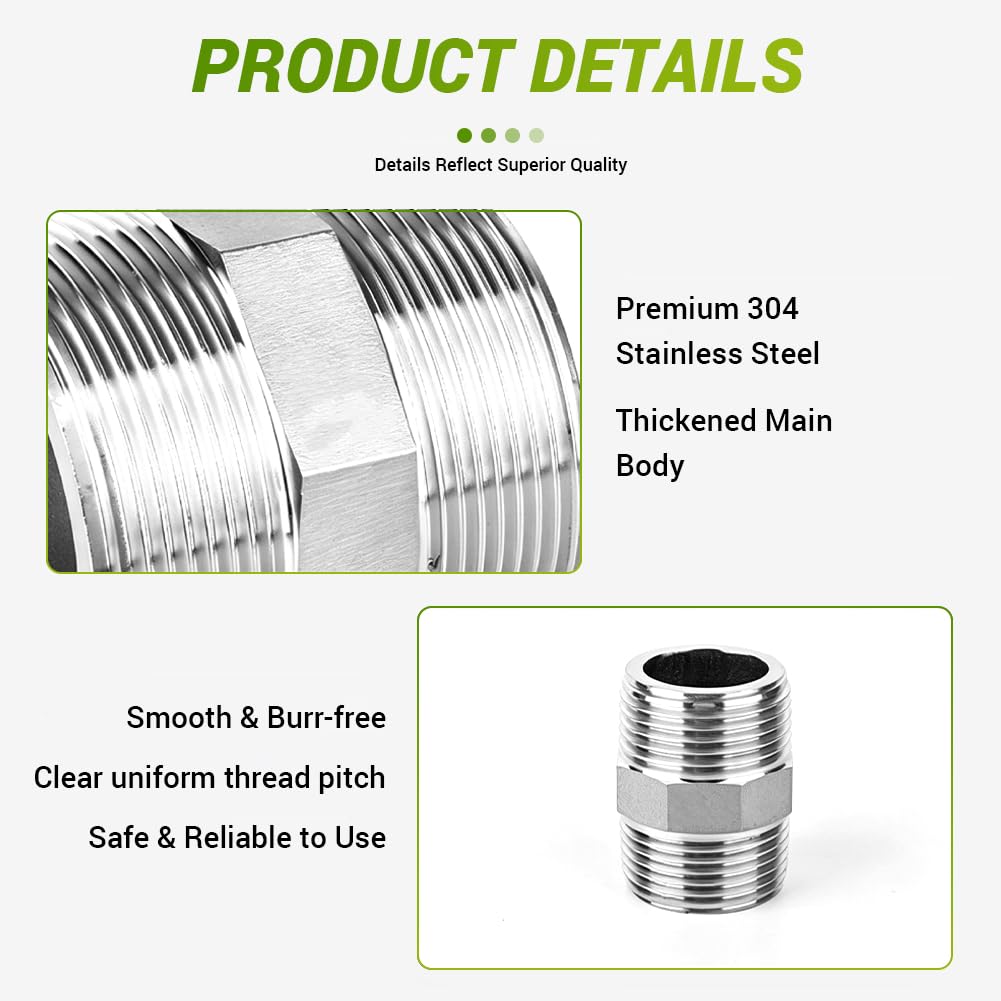 Accesorio de tubería con boquilla hexagonal macho NPT3", conector adaptador reductor SS 316