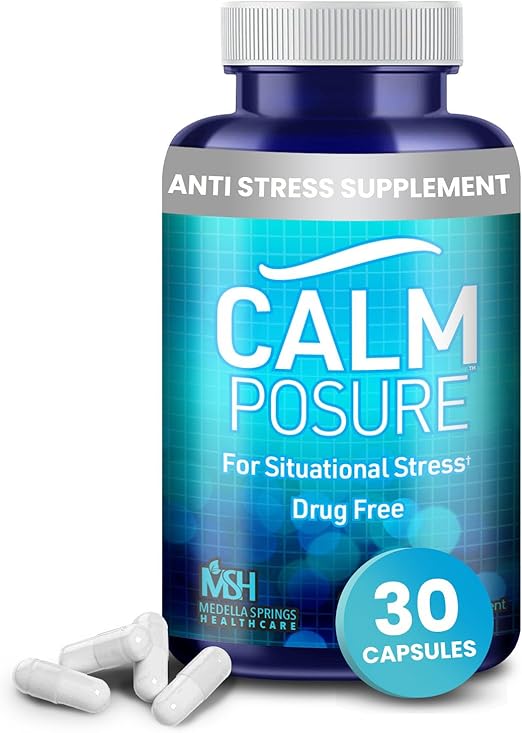 Anti Stress Supplements - 30 Count Capsules - Calm Supplement for Quick Relief from Situational Stress - Side Effect-Free Stress Pills - Calming Supplements for Adults with Magnesium & Vitamin C