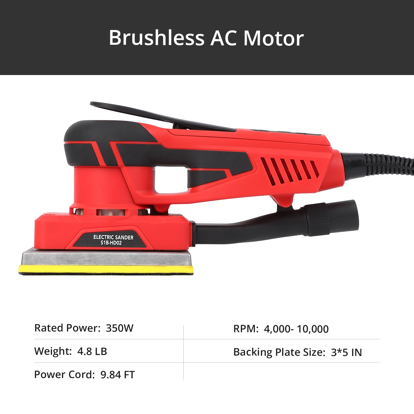 Elektrischer Blattschleifer, 350W bürstenloser Motor Blattschleifer mit 12 Schleifpapier, 4000-10.000rpm Palm Corded Multi-Funktions-Detail-Schleifer mit bürstenlosem Motor Schleifer für die Holzbearb
