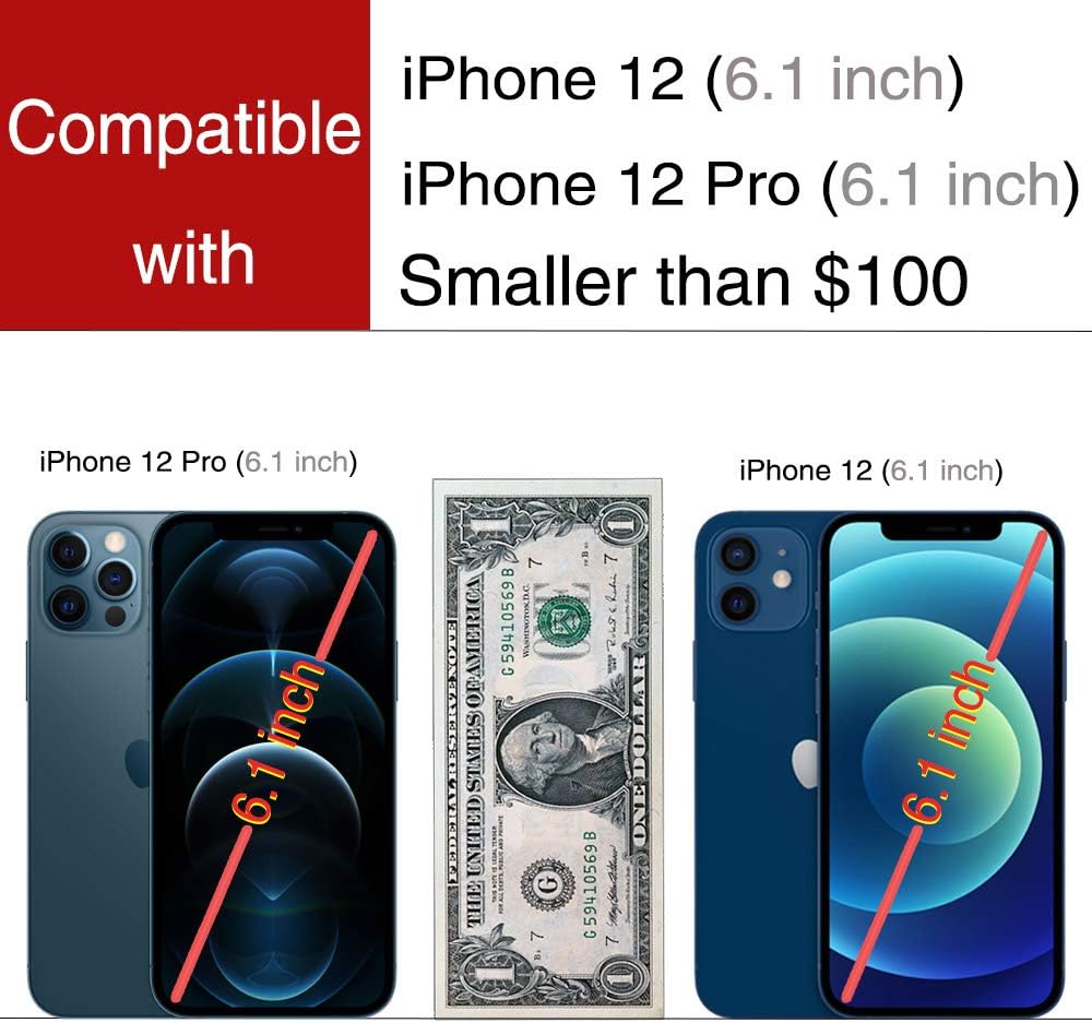 Compatible with iPhone 12 and iPhone 12 Pro, JLFCH iPhone 12 Pro Crossbody Case with Zipper Card Holder Wrist Strap Lanyard Purse Women Handbag for Apple iPhone 12 Pro (2020), 6.1 inch - Rose Gold