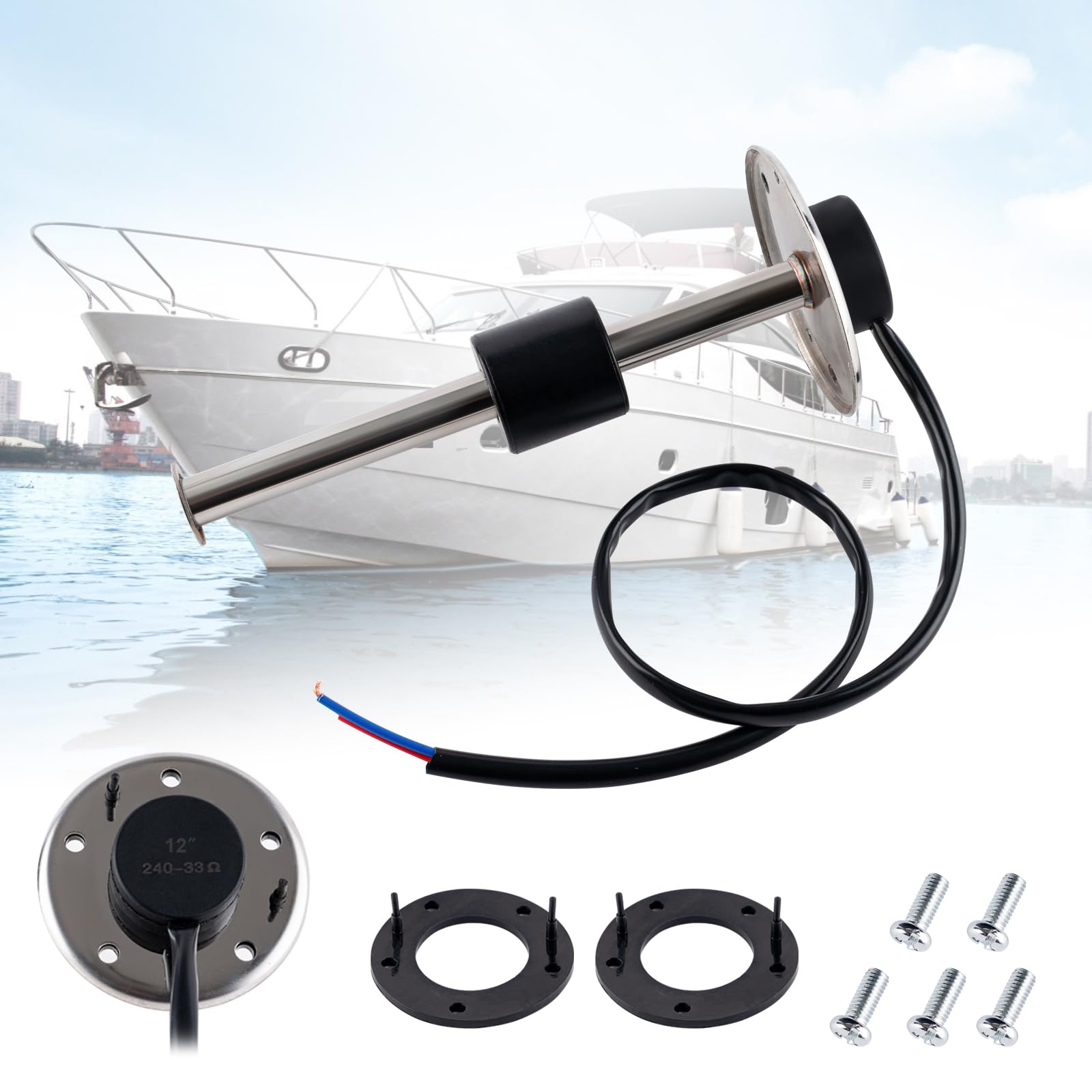 Unità di invio del sensore di livello della pompa del serbatoio del carburante elettrico da 300 mm 240-33 ohm compatibile con barca marina, veicolo, camion, camper, serbatoio carburante