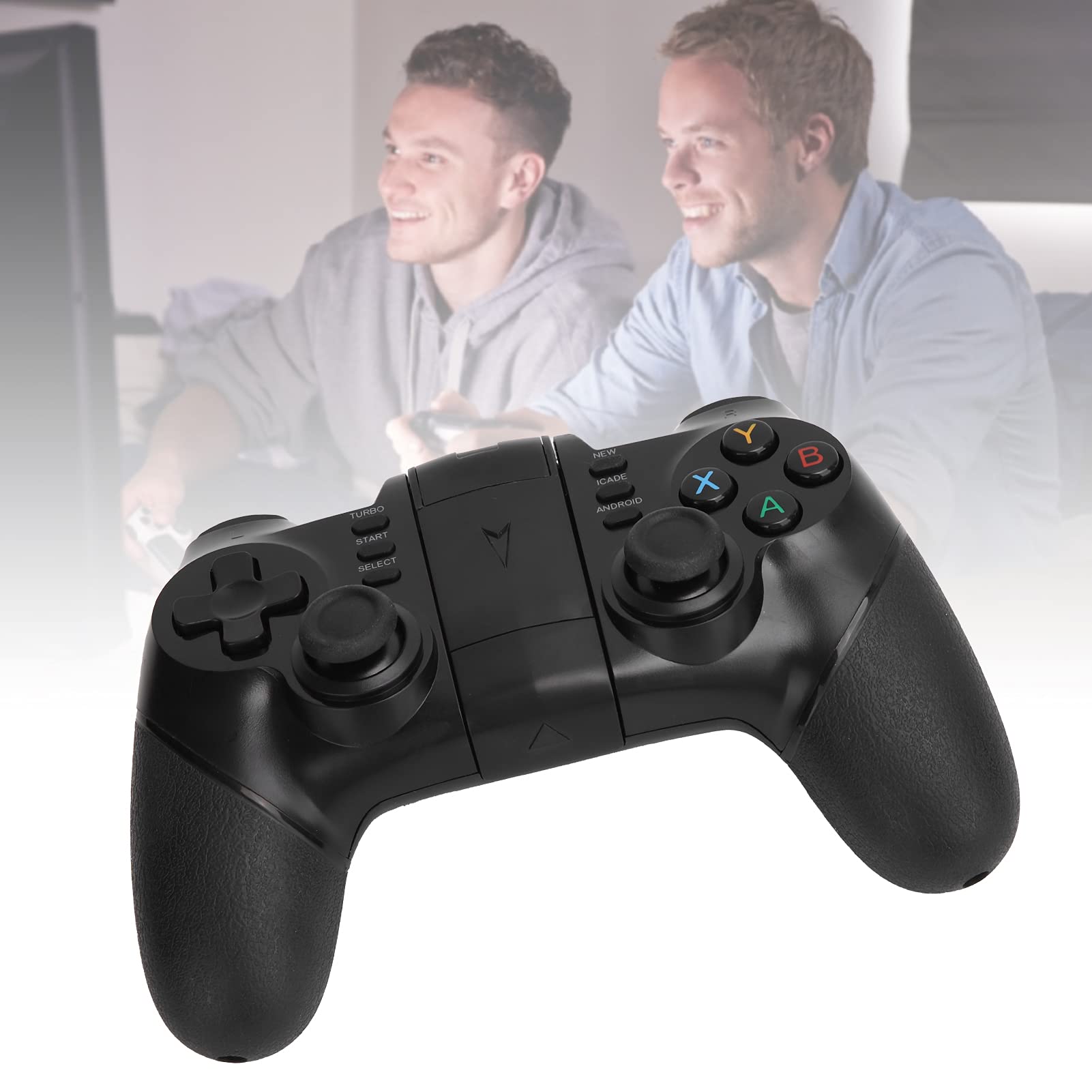 Gamepad Bluetooth, bezprzewodowy kontroler gier funkcja multimedialna do konsoli do gier PS3 do inteligentnych telewizorów do smartfonów do tabletów do komputerów PC (czarny, Pisa pochwa typ wieży)