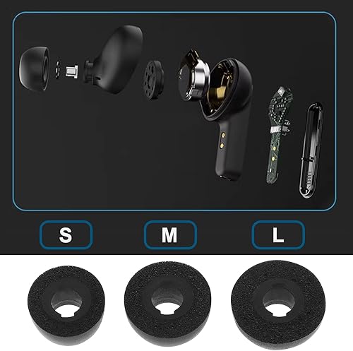 Miniatura 3 de 6 auriculares de espuma viscoelástica compatibles con JBL Live Pro 2 TWS Auriculares de espuma viscoelástica de repuesto para orejeras, color negro