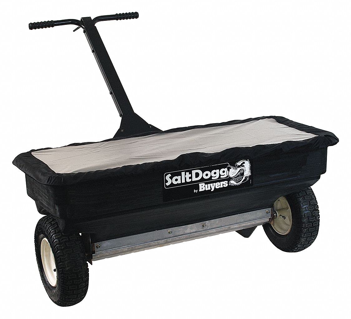 Buyers Products SaltDogg WB400 Walk Behind Drop Spreader 2.5 cu ft Poly Hopper 200 lb Stainless FrameAgitator 44 in Path 13 in Pneumatic Tires Rain Cover & Screen Made in USA product thumbnail 2