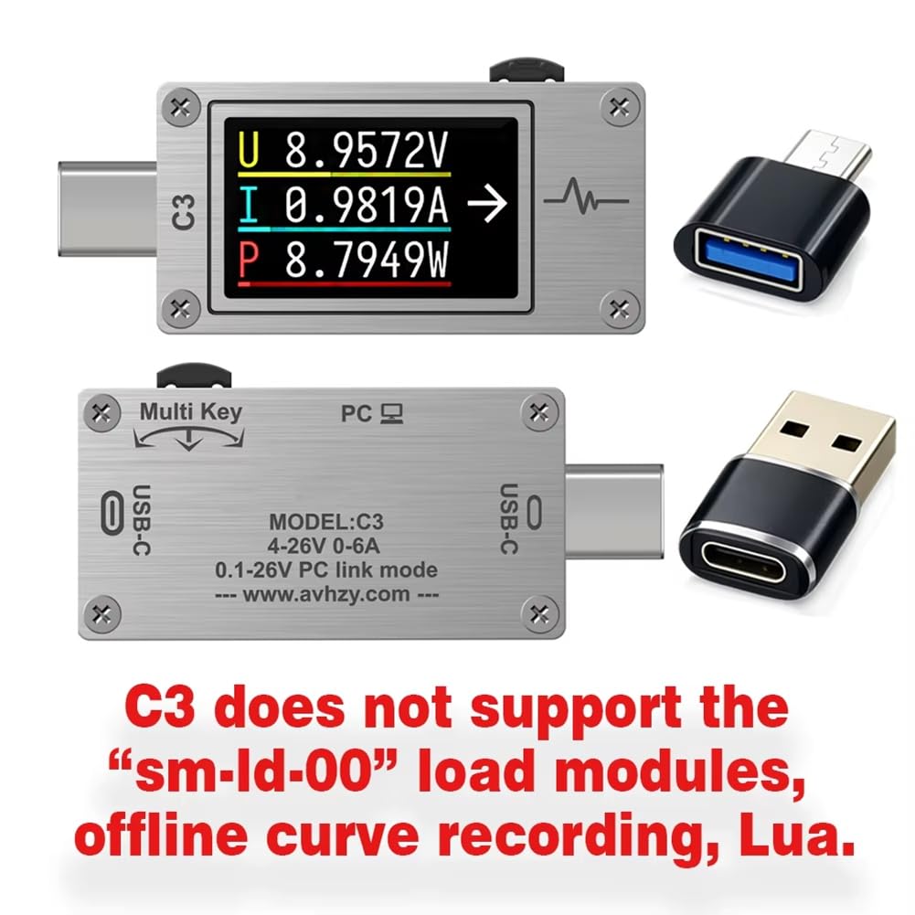 Woltomierz USB miernik prądu tester napięcia DC 26 V 6 A USB-C 3.1 miernik tester