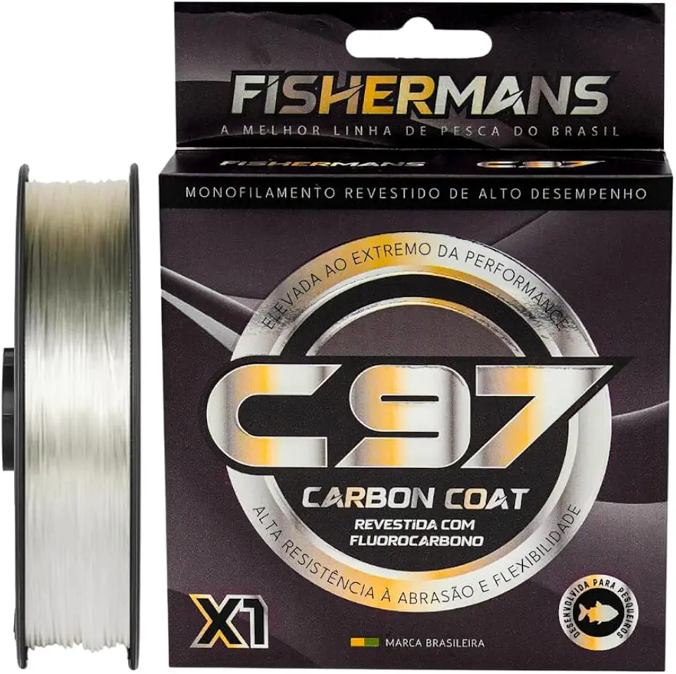 Linha de Pesca Monofilamento Fishermans C97-300 Metros – Camuflagem Extrema sob a Água, Textura Soft de Baixa Memória, Nylon Transparente de Alta Performance