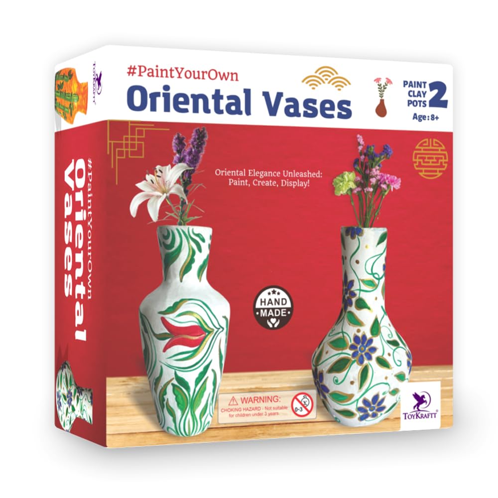 Toykraftt Art and Craft Kit for Kids 8 to 12 Years Old| Pot Painting Kit for Kids| Gift for Girls Boys| Paint Your Own Oriental Vases (B0076KXO8W) Amazon Price History, Amazon Price Tracker