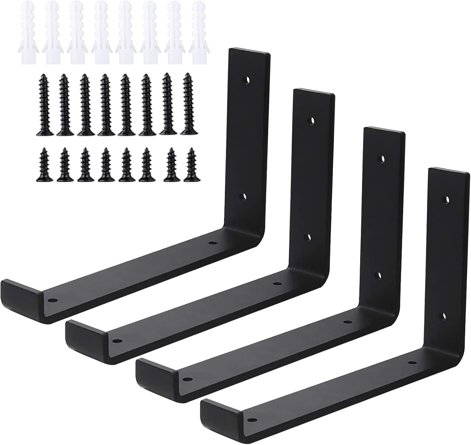 Floating Shelf Brackets, 10 inch Heavy Duty Wall Mounted Shelf Brackets, Black Shelf Supports